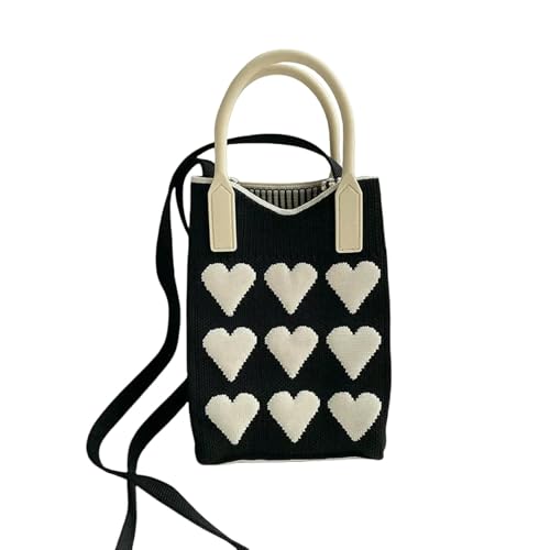 ZBJZUIMEI Schultertasche Damen Herz Gestrickt Mini Square Handtasche Für Frauen Kleine Handy -umhängetaschen Mädchen Süße Outdoor -crossbody -taschen-schwarzweiß ZBJZUIMEI Schultertasche Damen Herz Gestrickt Mini Square Handtasche Für Frauen Kleine Handy -umhängetaschen Mädchen Süße Outdoor -crossbody -taschen-schwarzweiß von ZBJZUIMEI