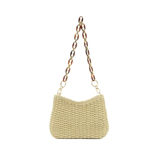 ZBJZUIMEI Schultertasche Damen Retro Stroh Gewobene Tasche Pendeln Frauen Taschen Sommer Resort Strand Handtasche Kleine Kette Schultertasche-beige-27x19x7cm ZBJZUIMEI Schultertasche Damen Retro Stroh Gewobene Tasche Pendeln Frauen Taschen Sommer Resort Strand Handtasche Kleine Kette Schultertasche-beige-27x19x7cm von ZBJZUIMEI
