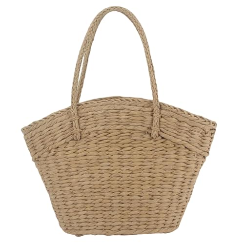 ZBJZUIMEI Strohtaschen Damen Shopper Frauen Handtasche Designer Strohbeutel Bohemian Gewebte Sommer Beach Bags Gestrickt Tasche Hochkapazität Einkaufskorb-khaki von ZBJZUIMEI
