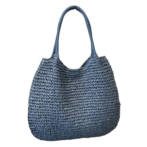 ZBJZUIMEI Strohtaschen Damen Shopper Frauen Vintage Umhängetasche Große Kapazität Häkelhäkchen Strand Handtasche Retro Strohhandtasche Sommertäglicher Tasche-blau ZBJZUIMEI Strohtaschen Damen Shopper Frauen Vintage Umhängetasche Große Kapazität Häkelhäkchen Strand Handtasche Retro Strohhandtasche Sommertäglicher Tasche-blau von ZBJZUIMEI