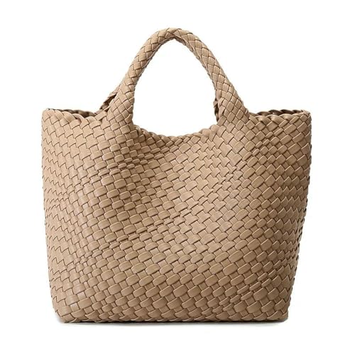 ZBJZUIMEI Strohtaschen Damen Shopper Handgefertigte Gewebte Umhängetasche Für Frauen Einkaufstasche Große Strandfahrten Und Geldbörsenbeutelbeutel-aprikose von ZBJZUIMEI