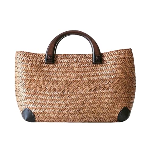 ZBJZUIMEI Strohtaschen Damen Shopper Handgefertigter Strohbeutel Retro Rattan Stroh Gewebte Handliche Strandtasche Einfache Kunstwebbeutel-braun ZBJZUIMEI Strohtaschen Damen Shopper Handgefertigter Strohbeutel Retro Rattan Stroh Gewebte Handliche Strandtasche Einfache Kunstwebbeutel-braun von ZBJZUIMEI