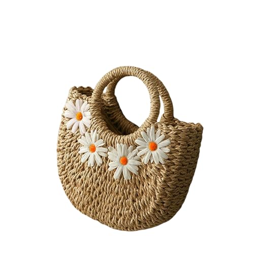 ZBJZUIMEI Strohtaschen Damen Shopper Mode Handgewebe-khaki 4daisy-20x7x19cm ZBJZUIMEI Strohtaschen Damen Shopper Mode Handgewebe-khaki 4daisy-20x7x19cm von ZBJZUIMEI