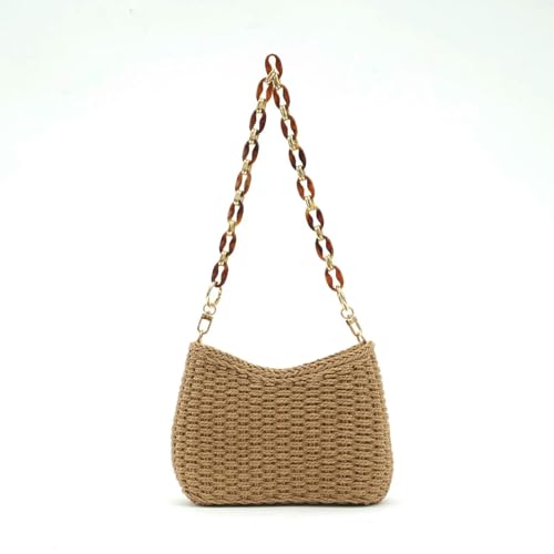 ZBJZUIMEI Strohtaschen Damen Shopper Retro Stroh Gewebte Tasche Pendeln Frauen Taschen Sommer Resort Handtasche Kleine Kette Schultertasche-dunkel Khaki-27x19x7cm ZBJZUIMEI Strohtaschen Damen Shopper Retro Stroh Gewebte Tasche Pendeln Frauen Taschen Sommer Resort Handtasche Kleine Kette Schultertasche-dunkel Khaki-27x19x7cm von ZBJZUIMEI