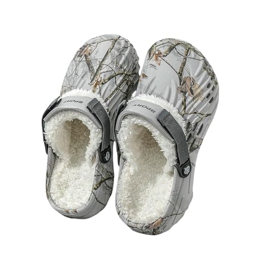 ZBJZUIMEI hausschuhe damen Große Abnehmbare Warme Baumwollpantoffeln Eva Leichte Rutschfeste Perforierte Gartenschuhe Männer Sommer Outdoor Pantoffeln Strandschuhe-grau-42 von ZBJZUIMEI