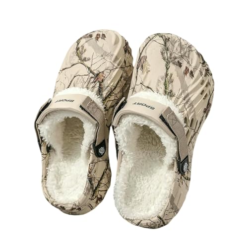 ZBJZUIMEI hausschuhe damen Große Abnehmbare Warme Baumwollpantoffeln Eva Leichte Rutschfeste Perforierte Gartenschuhe Männer Sommer Outdoor Pantoffeln Strandschuhe-khaki-45 von ZBJZUIMEI