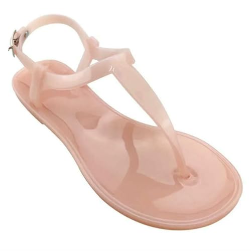 ZBJZUIMEI sandalen damen Frau Sommerschuhe Ladies Flats Outdoor Strand Freizeitrutsch Auf Frauen Süßigkeiten Farbe Komfort-rosa-40 von ZBJZUIMEI