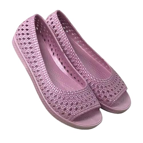 ZBJZUIMEI sandalen damen Frauen Im Sommer Offener Toe Hohlaushöhle Foot Lässige Sandale Dicke Sohle Nicht Glasbarer Lässiger Strand Peep-toe Sandalen-lila-40 von ZBJZUIMEI