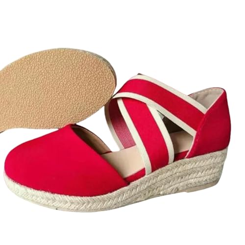 ZBJZUIMEI sandalen damen Frauen Sommer Mode Casual Cross Gürtel Wedge Sandal Fashion Outdoor Beach Ladies Schuhe-rot-42 ZBJZUIMEI sandalen damen Frauen Sommer Mode Casual Cross Gürtel Wedge Sandal Fashion Outdoor Beach Ladies Schuhe-rot-42 von ZBJZUIMEI