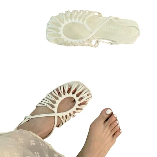 ZBJZUIMEI sandalen damen Nschuhe Rutschen Auf Knöchel-wrap-frauen Sommer Zehenhälle Strand Frauen Frauen-weiss-39 von ZBJZUIMEI