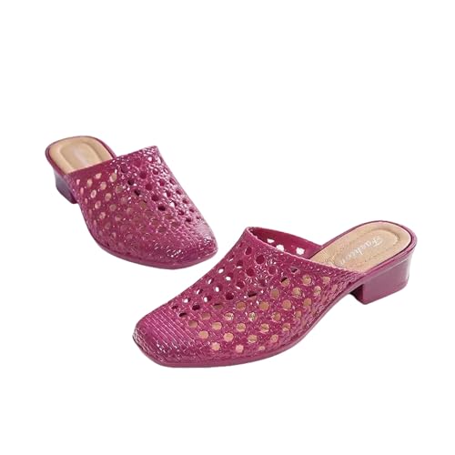 ZBJZUIMEI sandalen damen Weiche Frauen Strandschuhe Hausschuhe Hohlkern -out Mid Heels Stil Schuhe Antiskid -plattformschuhe-rosenrot-38 von ZBJZUIMEI