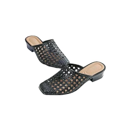 ZBJZUIMEI sandalen damen Weiche Frauen Strandschuhe Hausschuhe Hohlkern -out Mid Heels Stil Schuhe Antiskid -plattformschuhe-schwarz-39 von ZBJZUIMEI