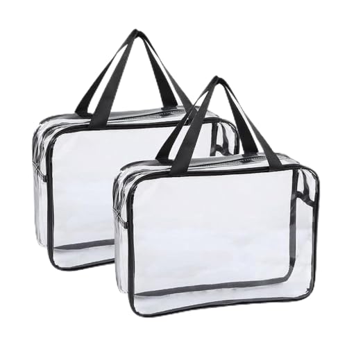 2 Stück PVC-Reisetasche, transparent, extra groß, wasserdicht, transparent, Make-up-Tasche, Reise-Kosmetik-Organizer für Damen und Mädchen 2 Stück PVC-Reisetasche, transparent, extra groß, wasserdicht, transparent, Make-up-Tasche, Reise-Kosmetik-Organizer für Damen und Mädchen von ZBOOROOR