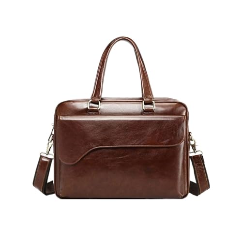 ZBWWBZZ Business-Handtaschen Aktentaschen Herren-Laptoptaschen Leder-Tragetaschen Computer-Messenger-Schultertaschen(Brown) von ZBWWBZZ