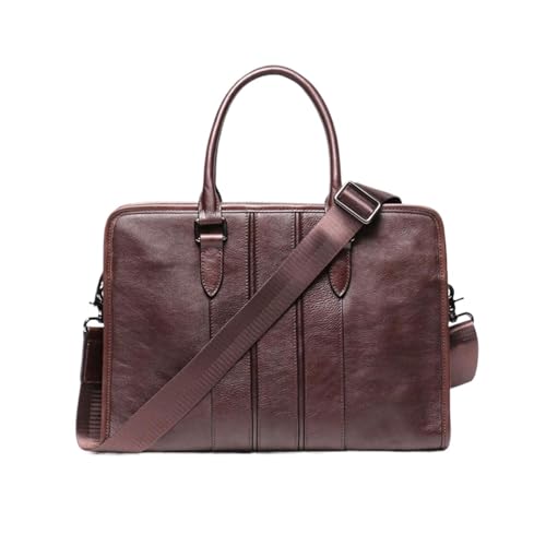 ZBWWBZZ Herren Aktentaschen Handtaschen Laptoptaschen Computer Tragetaschen Echtes Leder Messenger Schultertaschen(Brown) von ZBWWBZZ