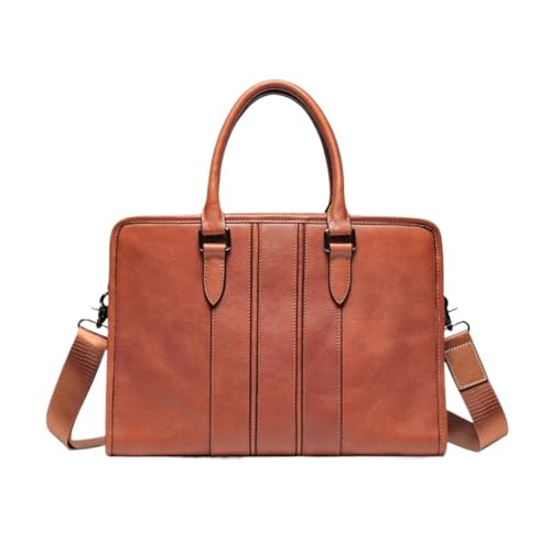 ZBWWBZZ Herren Aktentaschen Handtaschen Laptoptaschen Computer Tragetaschen Echtes Leder Messenger Schultertaschen(Yellow) von ZBWWBZZ
