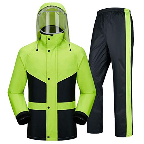 Regenanzug für Herren Damen Regenkleidung Jacke Hosen Wasserdicht Set Hohe Sichtbarkeit Winddicht Hooded Regenmantel Arbeit Motorrad Golf Angeln (XXL) von GDDO