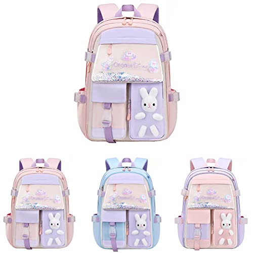 ZBYCYZ HäSchen Rucksack,Bunny Rucksack FüR MäDchen,Kawaii-Hasen-Rucksack FüR MäDchen,Schultasche Mit Mehreren Taschen,GroßE KapazitäT Wasserdichte Kawaii BüChertasche FüR Die Klassen 1-6 (Rosa, Groß) von ZBYCYZ