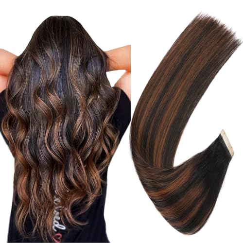 Clip-in-Extensions aus Echthaar, 10 Stück, doppelte Tressen, 120 Gramm, glattes rotes Haar, Clip-in-Extensions für Frauen mit dünnem Haar(1B-6-1B,20in-50.8cm) von ZBYXPP