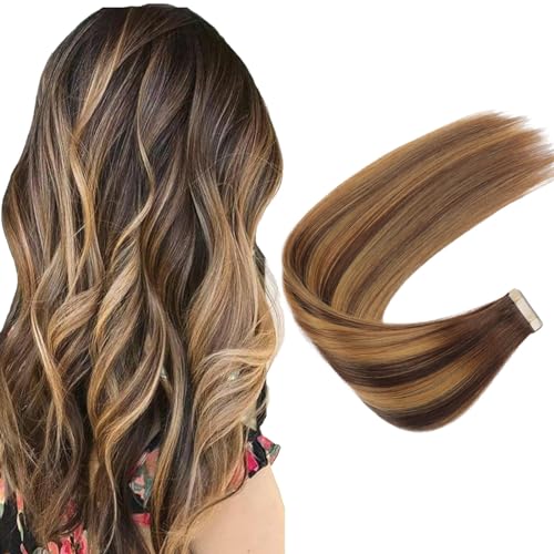 Clip-in-Extensions aus Echthaar, 10 Stück, doppelte Tressen, 120 Gramm, glattes rotes Haar, Clip-in-Extensions für Frauen mit dünnem Haar(4-27-4,20in-50.8cm) von ZBYXPP