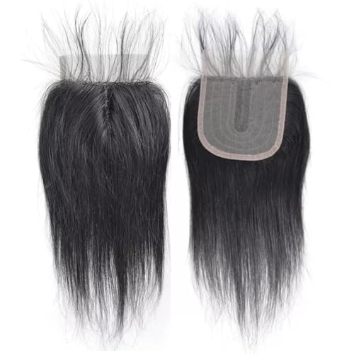 Echthaar-Spitzenverschluss, 4 x 4 T transparenter Spitzenverschluss für glattes Haar für Frauen mit feinem Haar(Black,10in-25cm) von ZBYXPP