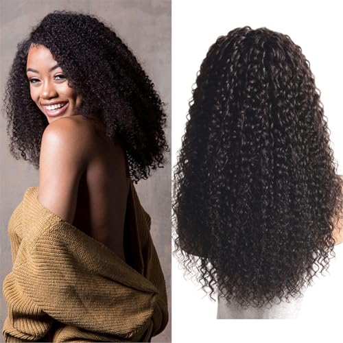 Jerry Curl Lace-Front-Perücken, 13 x 4 Echthaar für schwarze Frauen, vorgezupft, mit feinem Haar, 180% Dichte(18inch(45cm)) von ZBYXPP