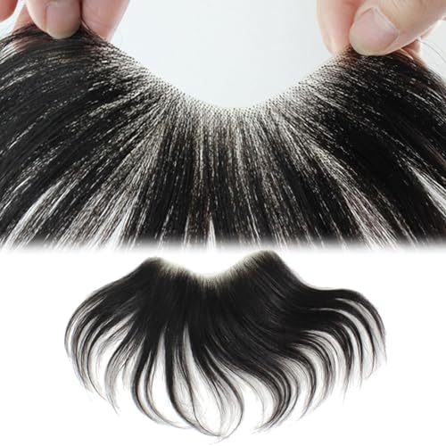 Männer-Stirn-Haaransatz-Toupet, natürliche schwarze Haarverlängerung, Haaransatz-Verlust, gerades Band im Echthaar(Black,2.2 * 15CM) von ZBYXPP