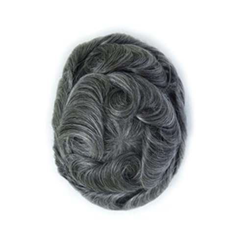 Real Hair Toupee for Men, Herrenperücke Echthaar-Ersatzsystem für Männerfrisur, Q6(B,8 * 10inch) von ZBYXPP
