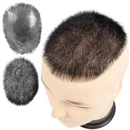 Real Hair Toupee for Men, Männer, langlebig, dünne Haut, Vollpoly-Injektion, PU-Einheiten, Perücken, Mann, Haarteil mit ultradünner Haut(Black,6.2 * 8.2in) von ZBYXPP