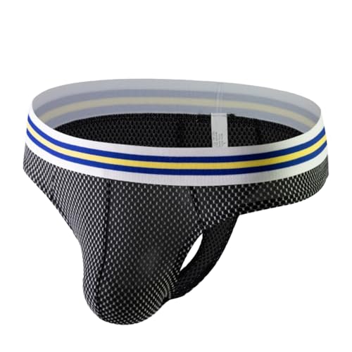 ZC8bdbd Gay T-back Underwear Men Thongs G Strings Sissy Jockstrap Breathable Pouch Bikini, Schwarz, Medium von ZC8bdbd