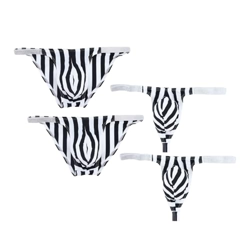 ZC8bdbd Herren Jockstrap Sexy Eng Gestreift Flash Thong/Slip U Konvex Big Pouch Panties Mini Dessous, 2 Slips + 2 Tangas, X-Large von ZC8bdbd