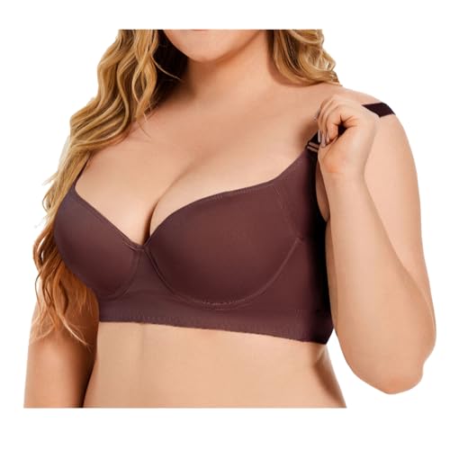 ZC8bdbd Push-up-BH in Übergröße für Damen, nahtloser Bügel, T-Shirt, Komfort, Alltags-BHs, Braun, 115A von ZC8bdbd