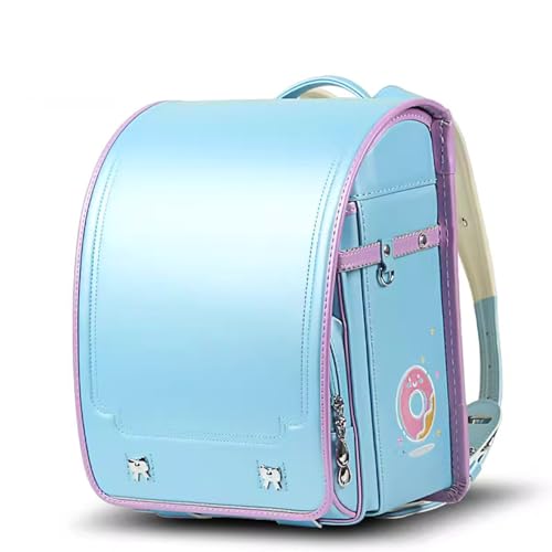 ZCBYBT Japanischer Stil Rucksack Mädchen Rucksack für Grundschule, Ransel Randoseru Leichte Schultasche,Blau,34 * 26 * 20cm von ZCBYBT