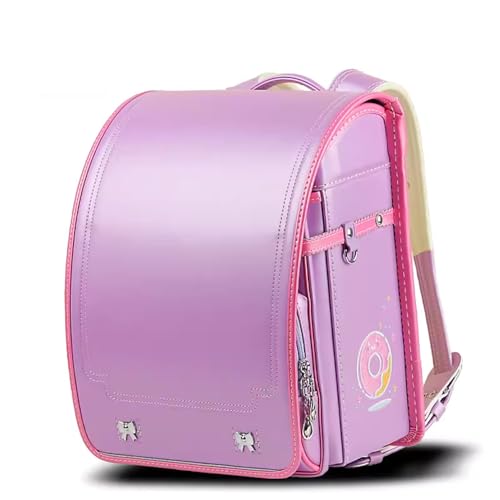 ZCBYBT Japanischer Stil Rucksack Mädchen Rucksack für Grundschule, Ransel Randoseru Leichte Schultasche,Lila,34 * 26 * 20cm von ZCBYBT