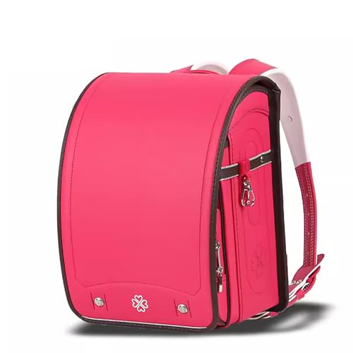 ZCBYBT PU-Leder-Box-Rucksack Ransel Randoseru reduziert das Gewichtsgefühl, Grundschule, für Mädchen und Jungen,Rot,34 * 26 * 20cm von ZCBYBT