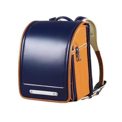 ZCBYBT Ransel Randoseru Grundschule Tasche PU Leder Rucksack Mit Automatic Lock Travel Bookbag Für Mädchen Jungen,Blau,33 * 24 * 15cm von ZCBYBT
