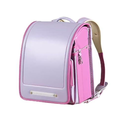 ZCBYBT Ransel Randoseru Grundschule Tasche PU Leder Rucksack Mit Automatic Lock Travel Bookbag Für Mädchen Jungen,Lila,33 * 24 * 15cm von ZCBYBT