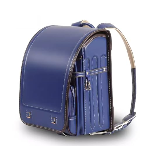 ZCBYBT Ransel Randoseru PU Bookbag Automatische Satchel Student Rucksack Japanische Schultasche für Mädchen Jungen,Blau,35 * 27 * 18cm von ZCBYBT