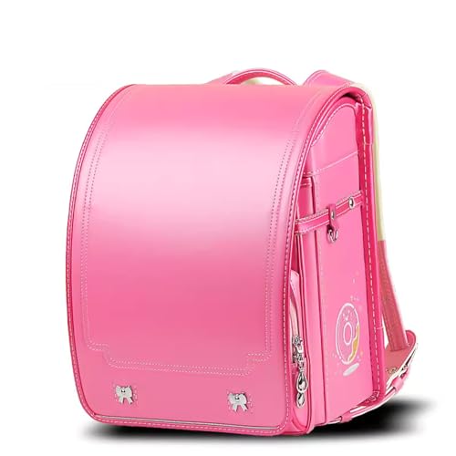 ZCBYBT Ransel Randoseru Schule Rucksack Frauen Kausal Reisetaschen Mädchen Leichte PU Leder Wasserdicht Daypack,Rosa,34 * 26 * 20cm von ZCBYBT