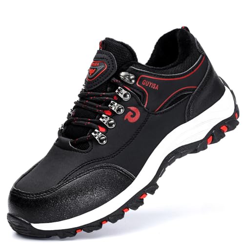 ZCBYBT Stahl-Zehenkappe Sicherheitsstiefel Winter Plus Samt Arbeitsschuhe Anti-Smash verschleißfeste leichte rutschfeste Schuhe für Männer,Schwarz,43 EU von ZCBYBT