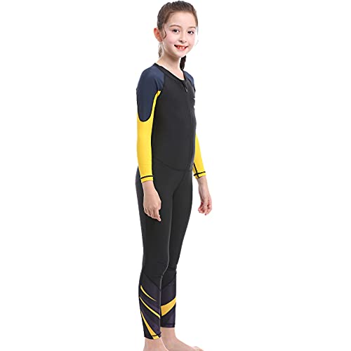 ZCCO Kinder Badeanzug Ganzkörper Sunsuit Jugend Jungen Mädchen Unisex Einteiler Langarm Wasseranzug Rush Guard zum Schwimmen, Baden, Surfen, Strand(Schwarz,L) von ZCCO