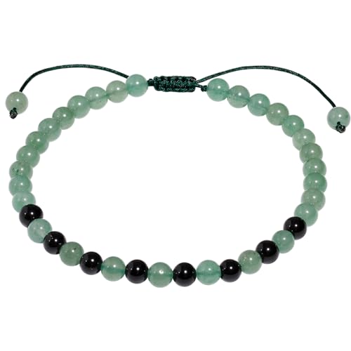 6 mm grüner Aventurin/Obsidian Perlen-Fußkettchen-Glücksbilanz Energie-Knöchelarmbänder für verstellbare Frauen mit 8,5 bis 10 Zoll von ZCCZJS