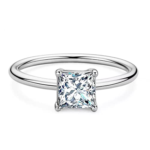 925 Sterling Silber 1 Karat Square Moissanite Eheringe für Frauen funkelnde Hochzeitsschmuck Geschenk von ZCCZJS