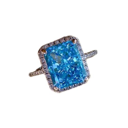 925 Sterling Silber Aquamarin Eheringe für Frauen funkelnde Kohlenstoffdiamantschmuck von ZCCZJS