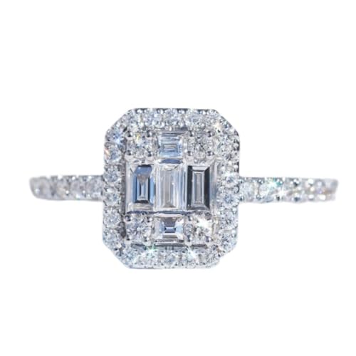 925 Sterling Silber Ring Finger Square zusammenstellen Diamant Eheringe für Frauen Schmuck von ZCCZJS
