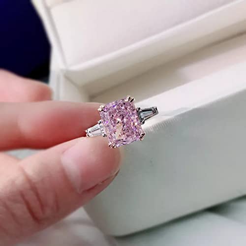 925 Sterling Silber Sparkling 2 Karat Square Pink Carbon Diamond Eheringe für Frauen Schmuck Geschenk von ZCCZJS