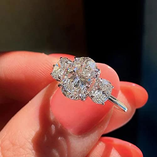 925 Sterling Silber Sparkling Oval Carbon Diamond Eheringe für Frauen Enagement -Schmuckgeschenke von ZCCZJS