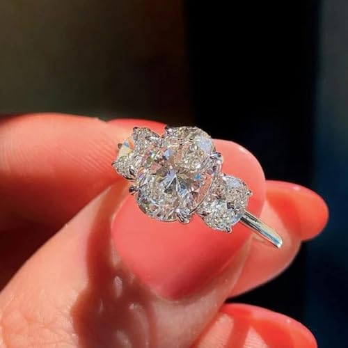 925 Sterling Silber Sparkling Oval Carbon Diamond Eheringe für Frauen Enagement -Schmuckgeschenke von ZCCZJS