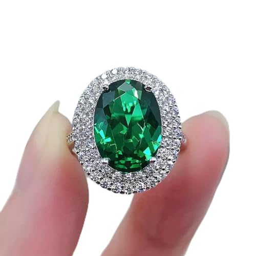 925 Sterling Silber Sparkling Oval Green Zircon Eheringe für Frauen Engagement Schmuckgeschenke von ZCCZJS