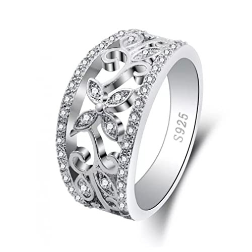 Blume Strassstein rein 925 Sterling Silberringe Ehering für Frauen von ZCCZJS